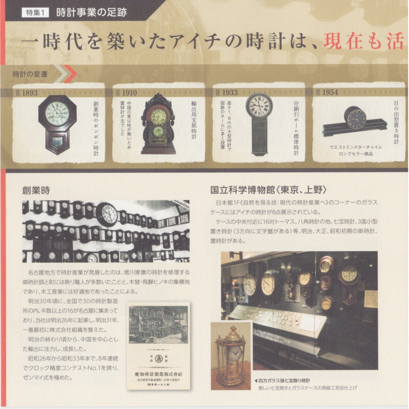 掛時計 創立115周年特別企画 八角時計 1893 <ゼンマイ式 機械式ムーブメント 明治26年 復刻版 リン打ち 柱時計>【愛知時計 機械式時計】