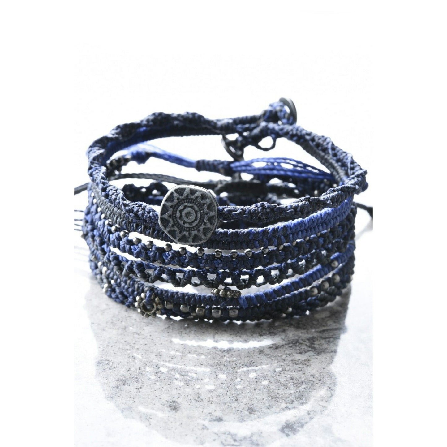 [wakami] ワカミ ブレスレット ７ストランド  ネイビー ＜ Earth Bracelet 7 Strands Navy 男女兼用 ユニセックス フェアトレード 手作り グァテマラ産 ＞【メール便送料無料】