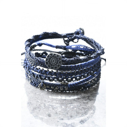 [wakami] ワカミ ブレスレット ７ストランド  ネイビー ＜ Earth Bracelet 7 Strands Navy 男女兼用 ユニセックス フェアトレード 手作り グァテマラ産 ＞【メール便送料無料】