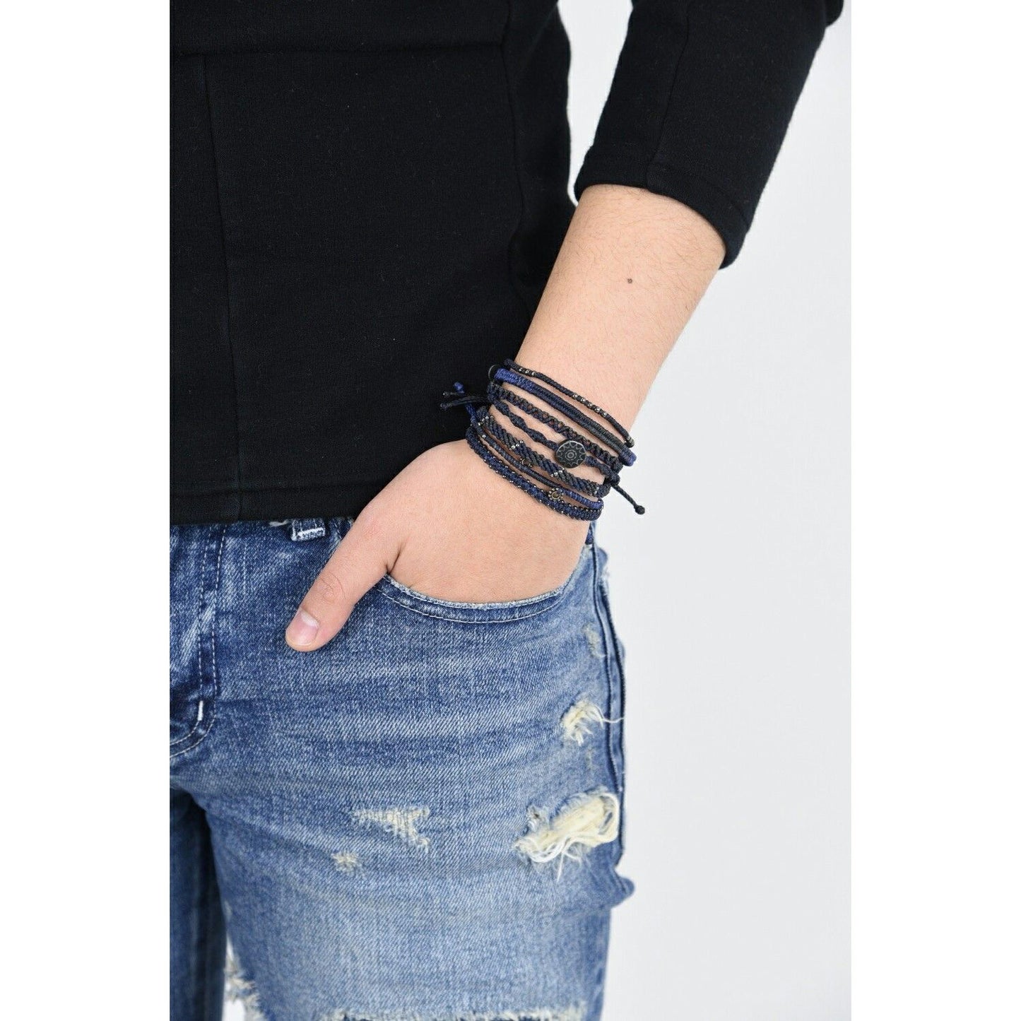[wakami] ワカミ ブレスレット ７ストランド  ネイビー ＜ Earth Bracelet 7 Strands Navy 男女兼用 ユニセックス フェアトレード 手作り グァテマラ産 ＞【メール便送料無料】