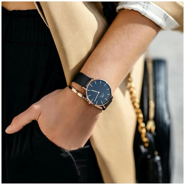 [DANIEL WELLINGTON] ダニエルウェリントン 腕時計 DW00100307 ＜ メンズ レディース ブラック ローズゴールド Petite Ashfield 36mm DW おしゃれ メッシュ ＞