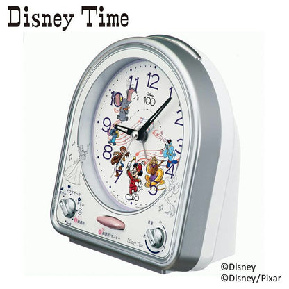 [SEIKO] セイコー 目覚まし時計 ディズニータイム Disney ディズニー ミッキーマウス ミッキー&フレンズ FD880S ＜ 銀色メタリック 置き時計 アナログ キャラクター ＞