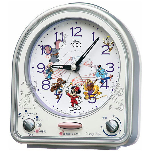 [SEIKO] セイコー 目覚まし時計 ディズニータイム Disney ディズニー ミッキーマウス ミッキー&フレンズ FD880S ＜ 銀色メタリック 置き時計 アナログ キャラクター ＞