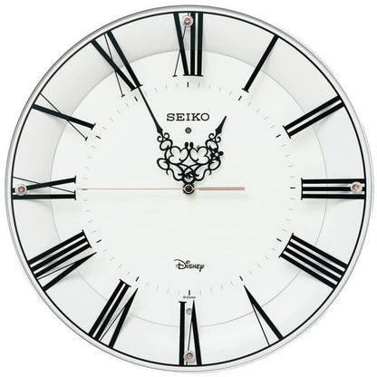 [SEIKO EMBLEM] セイコーエンブレム 掛時計 大人 ディズニー Mickey＆Minnie FS506W ＜ ミッキーマウス ミニーマウス 白 ホワイト 電波時計 アナログ ＞