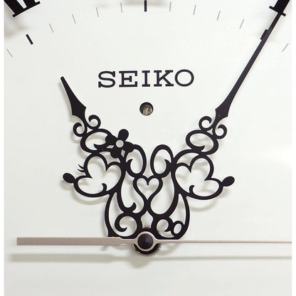 [SEIKO EMBLEM] セイコーエンブレム 掛時計 大人 ディズニー Mickey＆Minnie FS506W ＜ ミッキーマウス ミニーマウス 白 ホワイト 電波時計 アナログ ＞
