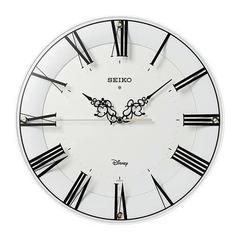 [SEIKO EMBLEM] セイコーエンブレム 掛時計 大人 ディズニー Mickey＆Minnie FS506W ＜ ミッキーマウス ミニーマウス 白 ホワイト 電波時計 アナログ ＞