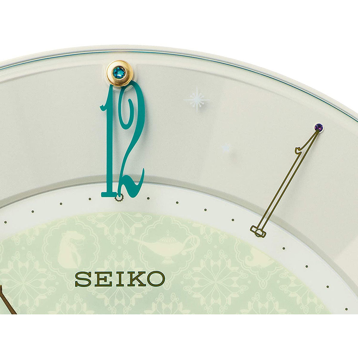 [SEIKO EMBLEM] セイコーエンブレム 掛時計 大人 ディズニー アラジン クリームパール塗装 FS512C ＜ グリーン 電波時計 アナログ ＞
