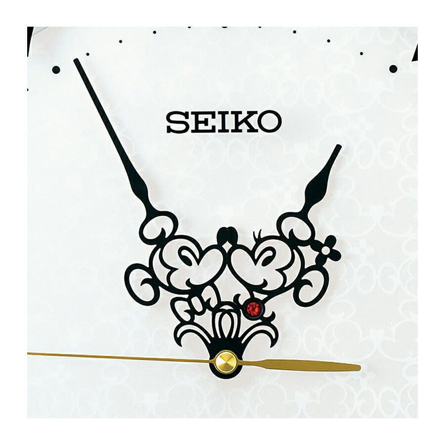 [SEIKO] セイコー クロック 掛時計 FS513W ＜ 電波 大人ディズニー Kiss & Heartシリーズ ミッキーマウス ミニーマウス ホワイト 直径327×46mm アナログ ＞