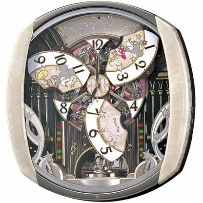 [SEIKO] セイコー クロック 掛時計 ミッキーマウス ミニーマウス FW563A ＜ からくり メロディ 6曲 電波 アナログ 回転飾り ミッキー&フレンズ Disney Time ディズニータイム 薄ピンク マーブル模様 ＞