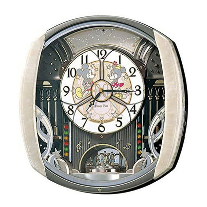 [SEIKO] セイコー クロック 掛時計 ミッキーマウス ミニーマウス FW563A ＜ からくり メロディ 6曲 電波 アナログ 回転飾り ミッキー&フレンズ Disney Time ディズニータイム 薄ピンク マーブル模様 ＞