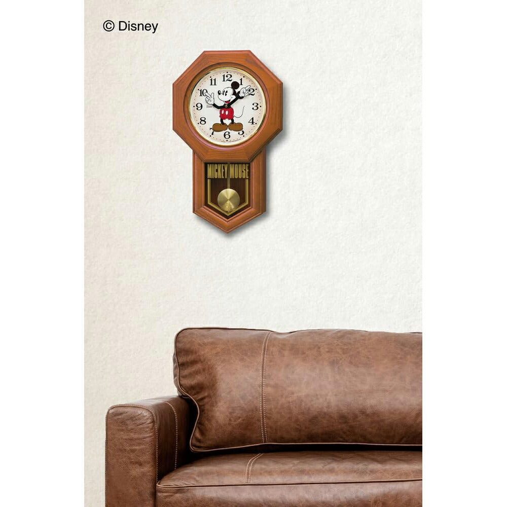 [SEIKO] セイコー 掛時計 ディズニータイム Disney ディズニー ミッキーマウス MDFつき板張り・茶木地 FW810B ＜ 報時時計 アナログ キャラクター ＞