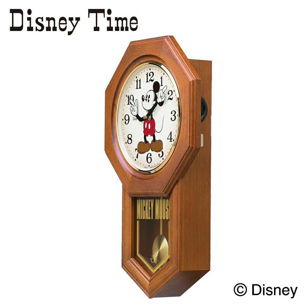 [SEIKO] セイコー 掛時計 ディズニータイム Disney ディズニー ミッキーマウス MDFつき板張り・茶木地 FW810B ＜ 報時時計 アナログ キャラクター ＞
