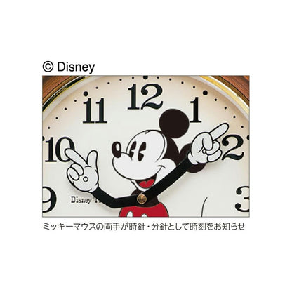 [SEIKO] セイコー 掛時計 ディズニータイム Disney ディズニー ミッキーマウス MDFつき板張り・茶木地 FW810B ＜ 報時時計 アナログ キャラクター ＞