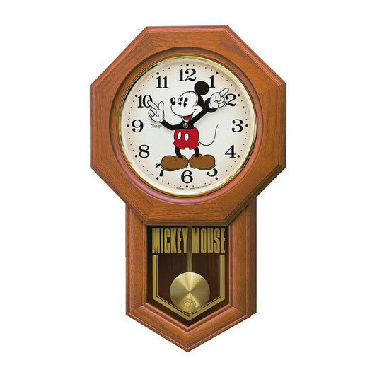 [SEIKO] セイコー 掛時計 ディズニータイム Disney ディズニー ミッキーマウス MDFつき板張り・茶木地 FW810B ＜ 報時時計 アナログ キャラクター ＞