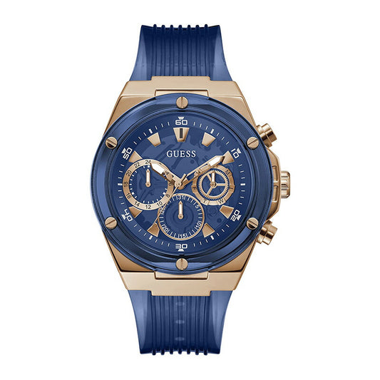 [GUESS] ゲス 腕時計 GW0425G3 ＜ メンズ 46mm ブルー ゴールド シリコン ＞