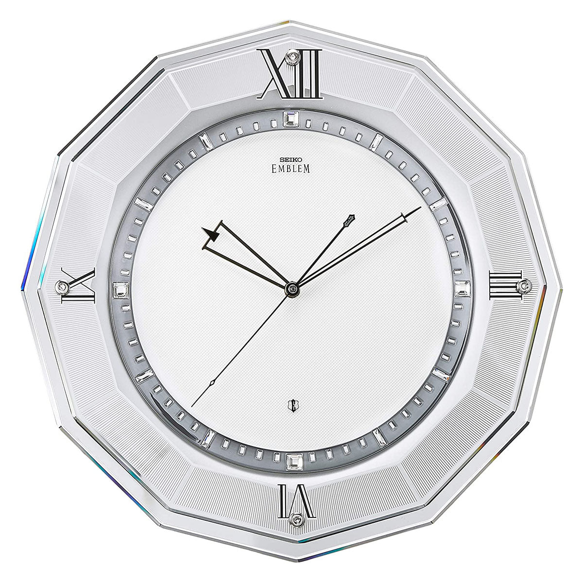 [SEIKO EMBLEM] セイコーエムブレム 掛時計 HS555S ＜ 確かな時を刻む衛星電波ムーブメント採用　スタイリッシュ 銀色メタリック 衛星 電波 アナログ ＞