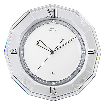 [SEIKO EMBLEM] セイコーエムブレム 掛時計 HS555S ＜ 確かな時を刻む衛星電波ムーブメント採用　スタイリッシュ 銀色メタリック 衛星 電波 アナログ ＞