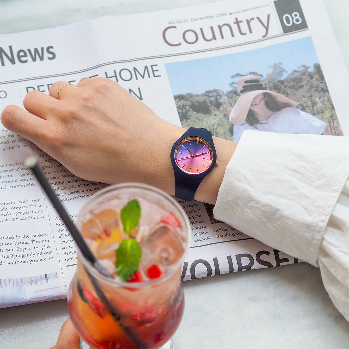 [ICE-WATCH] アイスウォッチ 腕時計 ICE sunset アイスサンセット ナイトピンク ド スモール 020641 ＜ レディース パープル ネイビー ＞