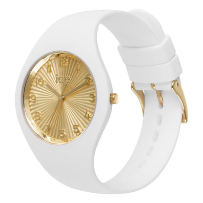 [ICE-WATCH] アイスウォッチ 腕時計 ICE CHAMPAGNE スモール＋ 025250 ＜ ユニセックス メンズ レディース ホワイト ゴールド 正規代理店 シリコン 防水 3針 37mm 10気圧防水 ＞