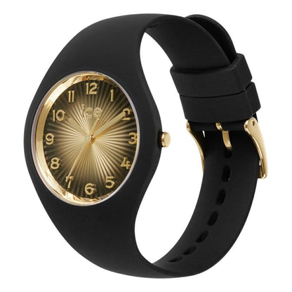 [ICE-WATCH] アイスウォッチ 腕時計 ICE CHAMPAGNE スモール＋ 025258 ＜ ユニセックス メンズ レディース ブラック  ゴールドシェード 正規代理店 シリコン 防水 3針 37mm 10気圧防水 ＞