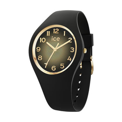 [ICE-WATCH] アイスウォッチ 腕時計 ICE CHAMPAGNE スモール＋ 025258 ＜ ユニセックス メンズ レディース ブラック  ゴールドシェード 正規代理店 シリコン 防水 3針 37mm 10気圧防水 ＞