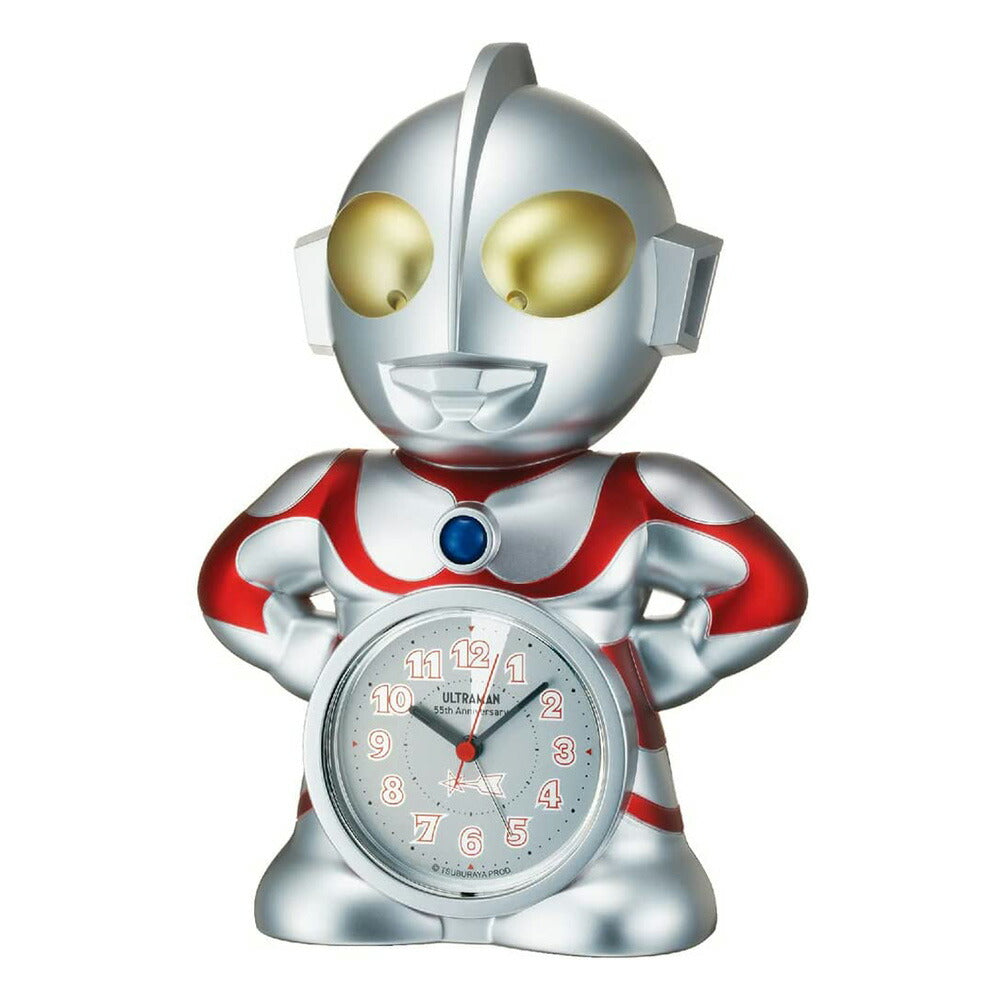 [SEIKO EMBLEM] セイコーエンブレム 目覚まし時計 ウルトラマン 55周年記念 オリジナル記念カード同梱 JF855A ＜ 銀色メタリック ＞