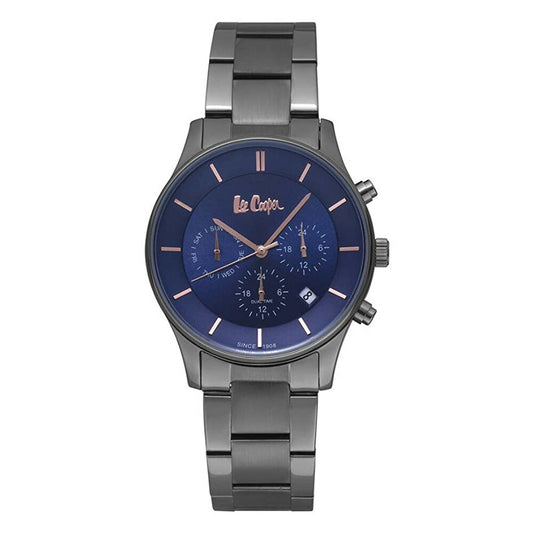 [Lee Cooper] リークーパー 腕時計 LC6857.090 ＜ メンズ ガンメタ ブルー文字盤 ＞
