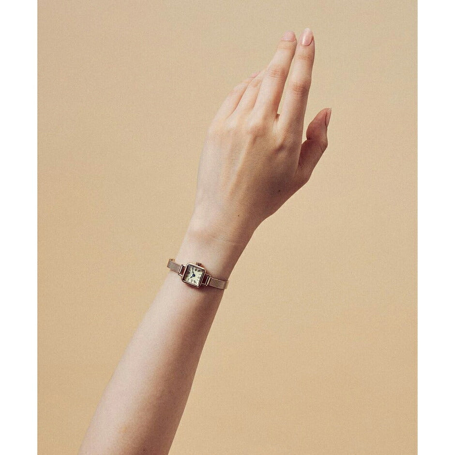 [MATOW] マトウ 腕時計 TSUKI 淡月 mw006002 ＜ レディース ローズゴールド シャンパン スクエア MINI SQUARE ROSE GOLD CHAMPAGNE MESH 3気圧防水 ＞