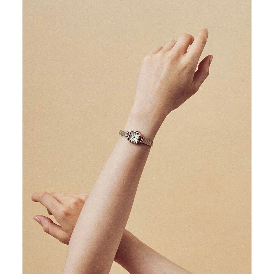 [MATOW] マトウ 腕時計 TSUKI 淡月 mw006002 ＜ レディース ローズゴールド シャンパン スクエア MINI SQUARE ROSE GOLD CHAMPAGNE MESH 3気圧防水 ＞