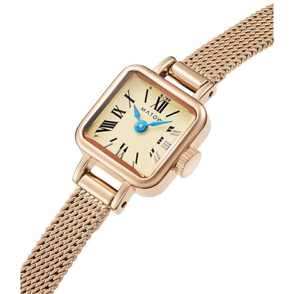 [MATOW] マトウ 腕時計 TSUKI 淡月 mw006002 ＜ レディース ローズゴールド シャンパン スクエア MINI SQUARE ROSE GOLD CHAMPAGNE MESH 3気圧防水 ＞