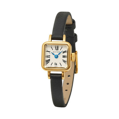 [MATOW] マトウ 腕時計 TSUKI 淡月 mw006003 ＜ レディース ゴールド ブラック スクエア MINI SQUARE GOLD WHITE BLACK LEATHER 3気圧防水 ＞