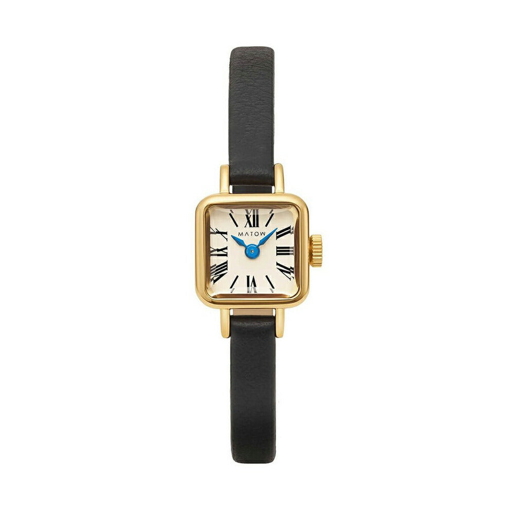 [MATOW] マトウ 腕時計 TSUKI 淡月 mw006003 ＜ レディース ゴールド ブラック スクエア MINI SQUARE GOLD WHITE BLACK LEATHER 3気圧防水 ＞