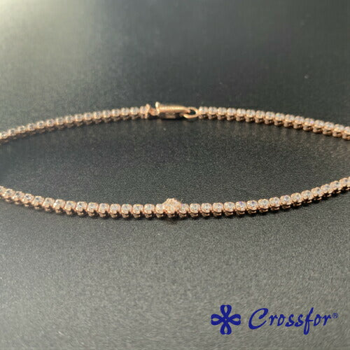 [Crossfor New York] クロスフォーニューヨーク テニスブレスレット Sparkle NTBR-001P ＜ ピンクゴールド シルバー925 キュービックジルコニア ＞