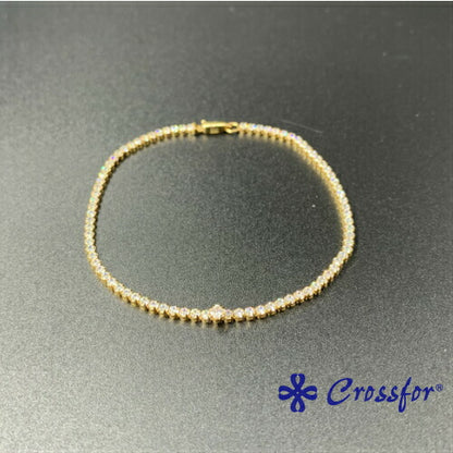 [Crossfor New York] クロスフォーニューヨーク テニスブレスレット Sparkle NTBR-001Y ＜ イエローゴールド シルバー925 キュービックジルコニア ＞