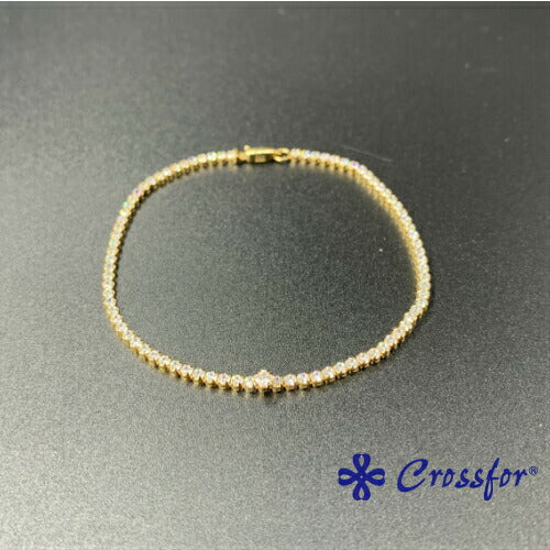 [Crossfor New York] クロスフォーニューヨーク テニスブレスレット Sparkle NTBR-001Y ＜ イエローゴールド シルバー925 キュービックジルコニア ＞