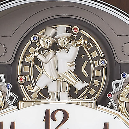 [SEIKO] セイコー クロック 掛時計 からくり 40曲 メロディ 回転飾り RE578B ＜ 薄金色 パール 電波時計 アナログ ＞