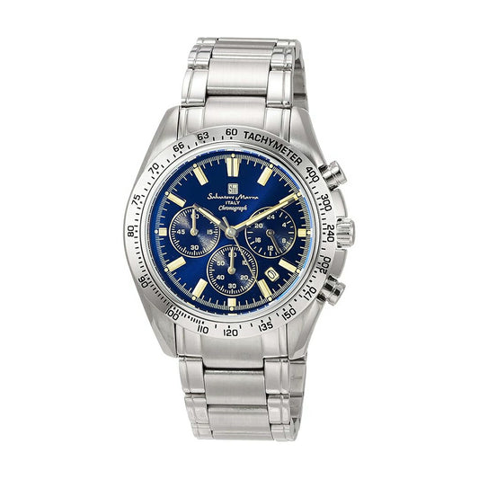 [Salvatore Marra] サルバトーレマーラ 腕時計 SM18106-SSBLSV ＜ メンズ シルバー ブルー クロノグラフ カラーガラス 5気圧防水 ＞