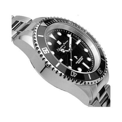 [Salvatore Marra] サルバトーレマーラ 腕時計 SM22110-SSBKBK ＜ メンズ シルバー ブラック 電波ソーラー 逆回転防止ベゼル 10気圧防水 ＞