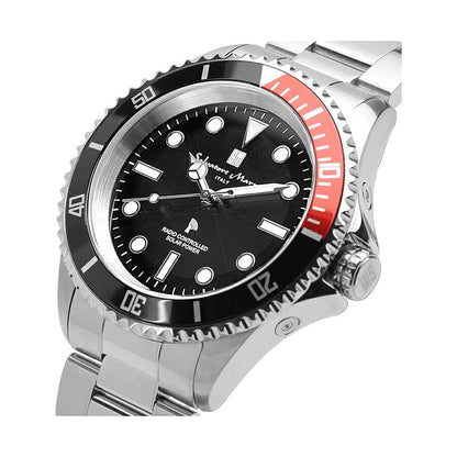 [Salvatore Marra] サルバトーレマーラ 腕時計 SM22110-SSBKRD ＜ メンズ シルバー ブラック 電波ソーラー 10気圧防水 ＞