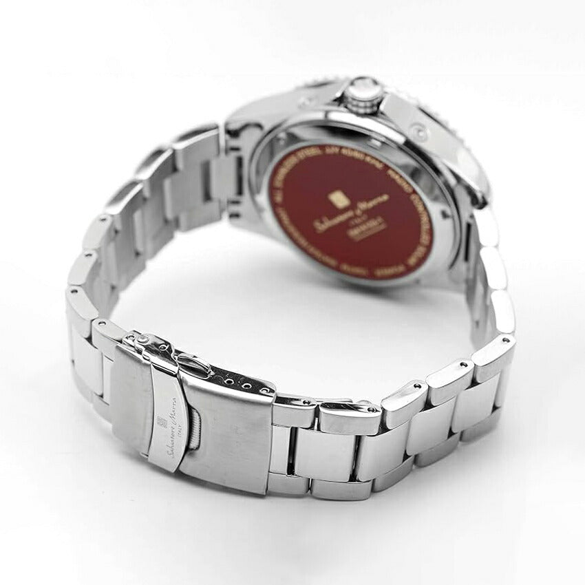 [Salvatore Marra] サルバトーレマーラ 腕時計 SM22110-SSBKRD ＜ メンズ シルバー ブラック 電波ソーラー 10気圧防水 ＞