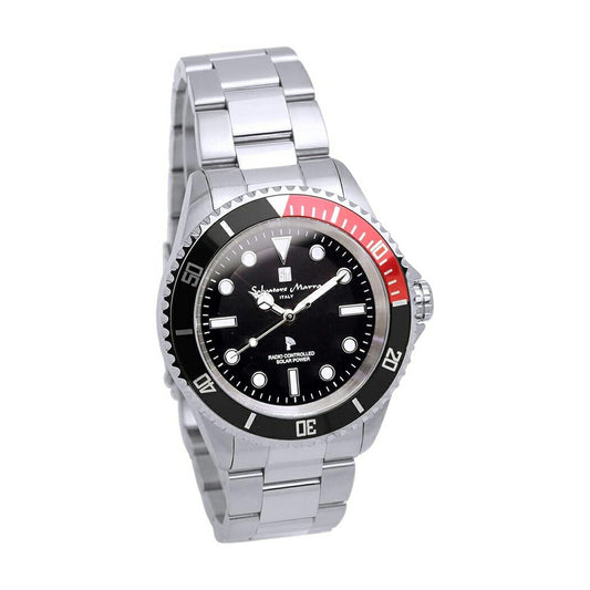 [Salvatore Marra] サルバトーレマーラ 腕時計 SM22110-SSBKRD ＜ メンズ シルバー ブラック 電波ソーラー 10気圧防水 ＞