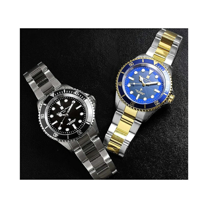 [Salvatore Marra] サルバトーレマーラ 腕時計 SM22110-SSBLGD ＜ メンズ シルバー×ゴールド ブルー 電波ソーラー 逆回転防止ベゼル 10気圧防水 ＞