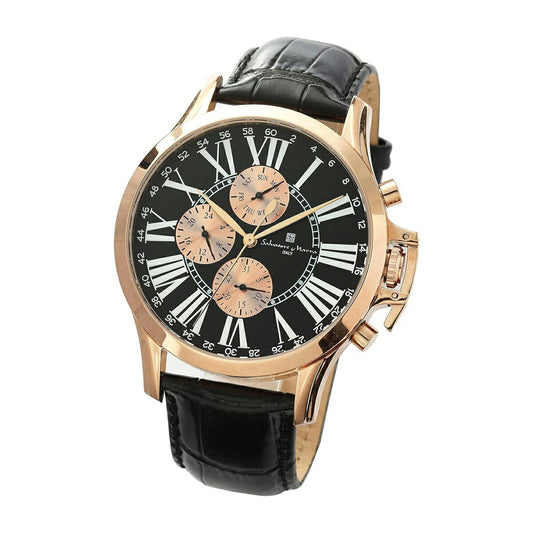 [Salvatore Marra] サルバトーレマーラ 腕時計 SM23101-PGBK ＜ メンズ ブラック ブラック マルチカレンダー 3気圧防水 ＞