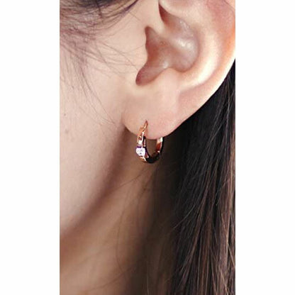 [Negozietto] ネゴツィエット ピアス W1S15-HH03PG ＜ 低金属アレルギー ステンレス 316L フープ 中折れ 3mm CZ付 2mm×15mm ピンクゴールド ＞