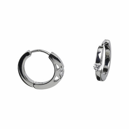 [Negozietto] ネゴツィエット ピアス W1S15-HH03WG ＜ 低金属アレルギー ステンレス 316L フープ 中折れ 3mm CZ付 2mm×15mm ホワイトゴールド ＞