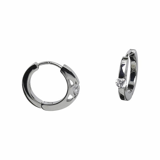 [Negozietto] ネゴツィエット ピアス W1S15-HH03WG ＜ 低金属アレルギー ステンレス 316L フープ 中折れ 3mm CZ付 2mm×15mm ホワイトゴールド ＞
