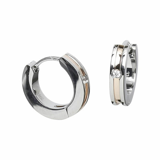 [Negozietto] ネゴツィエット ピアス W1S15-MQ101PG ＜ 低金属アレルギー ステンレス 316L フープ 中折れ 1.5mm CZ付 3mm×13.5mm ピンクゴールド ＞
