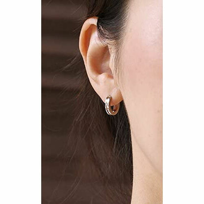 [Negozietto] ネゴツィエット ピアス W1S15-MQ101WG ＜ 低金属アレルギー ステンレス 316L フープ 中折れ 1.5mm CZ付 3mm×13.5mm ホワイトゴールド ＞