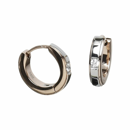 [Negozietto] ネゴツィエット ピアス W1S15-MQ102PG ＜ 低金属アレルギー ステンレス 316L フープ 中折れ 3mm CZ付 3mm×13.5mm ピンクゴールド ＞