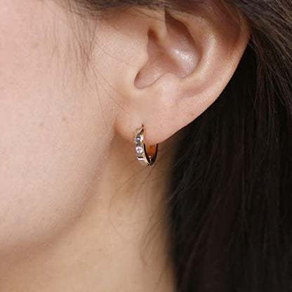 [Negozietto] ネゴツィエット ピアス W1S15-MQ102WG ＜ 低金属アレルギー ステンレス 316L フープ 中折れ 3mm CZ付 3mm×13.5mm ホワイトゴールド ＞